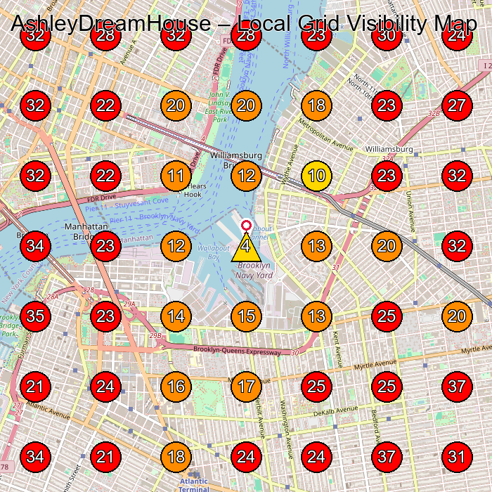 AshleyDreamHouse GeoGrid visibility map for House Cleaning Service in None